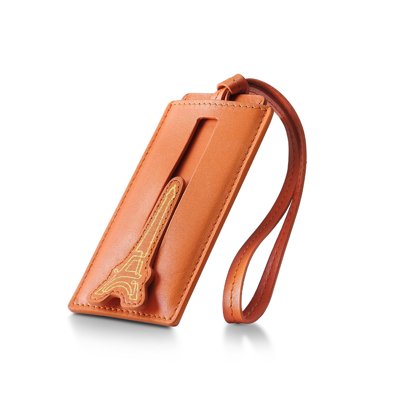 Sheaffer Emily in Paris Full-Grain Leather Luggage Tag - Orange.