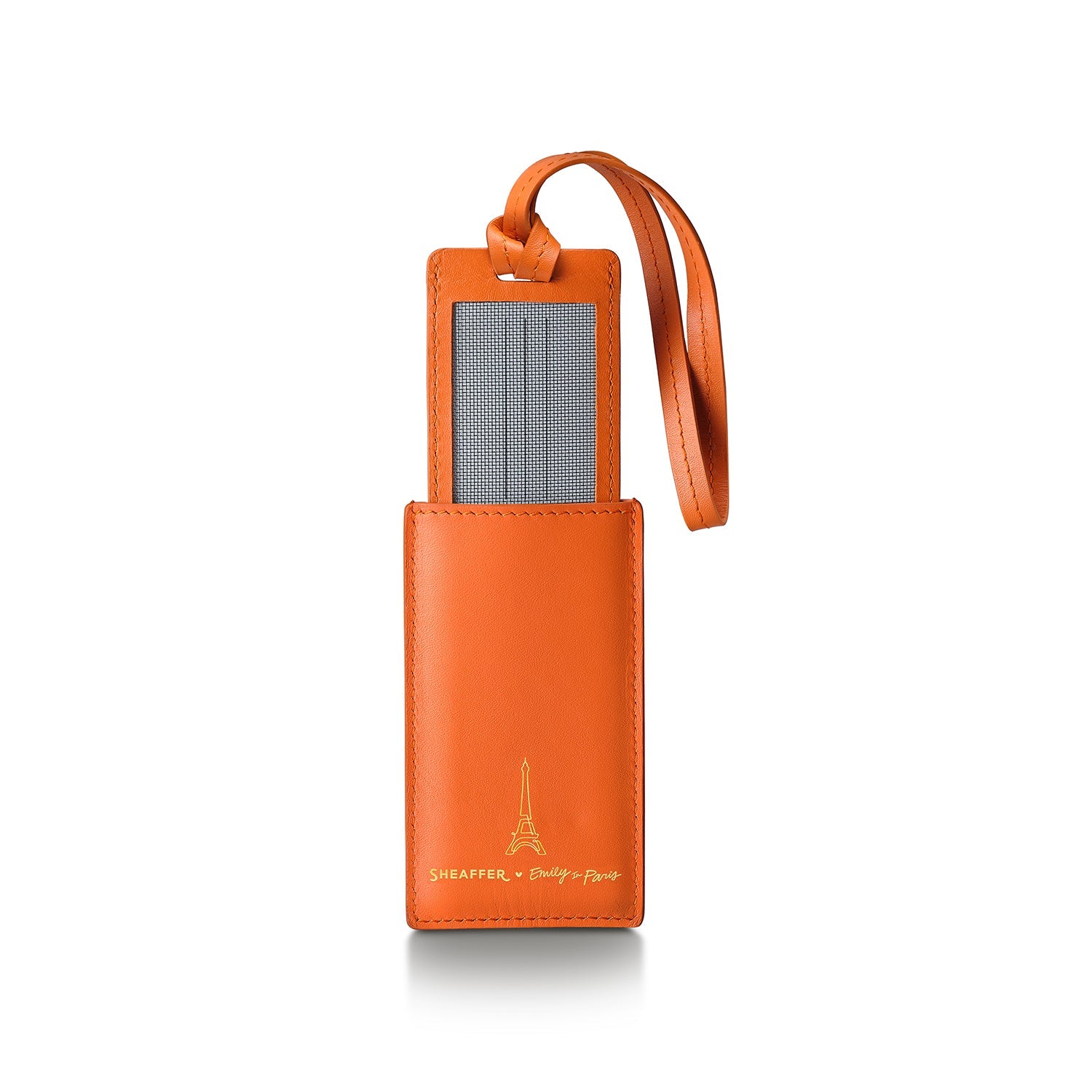 Sheaffer Emily in Paris Full-Grain Leather Luggage Tag - Orange.