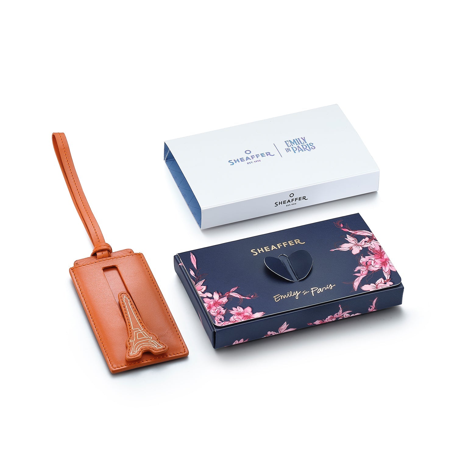 Sheaffer Emily in Paris Full-Grain Leather Luggage Tag - Orange.