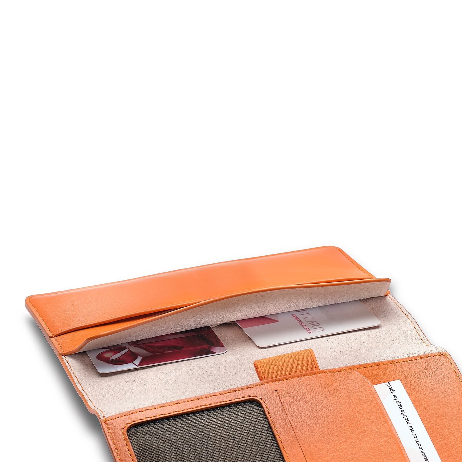 Sheaffer Emily in Paris Full-Grain Leather Passport Case with Pen Loop and Heart-Shaped Emblem - Orange.