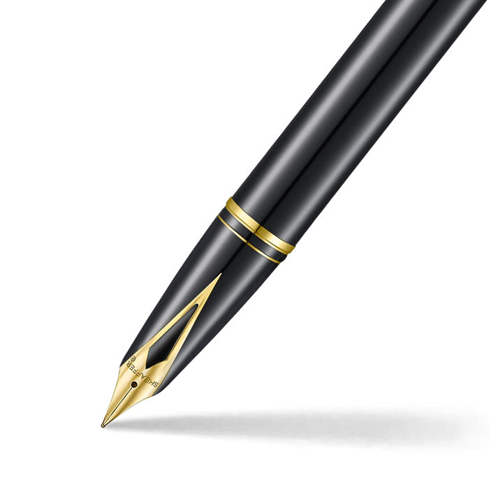 Sheaffer Legacy 9065 Glossy Black and Chrome Bi-color Fountain Pen with 14K PVD Gold-Plated, Stainless Steel Inlaid Nib and Trims.