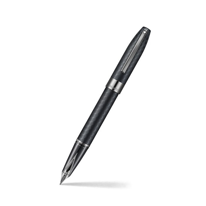 Sheaffer Legacy Chevron 9066 Matte Black Fountain Pen with PVD Gunmetal Inlaid Nib and Trims.