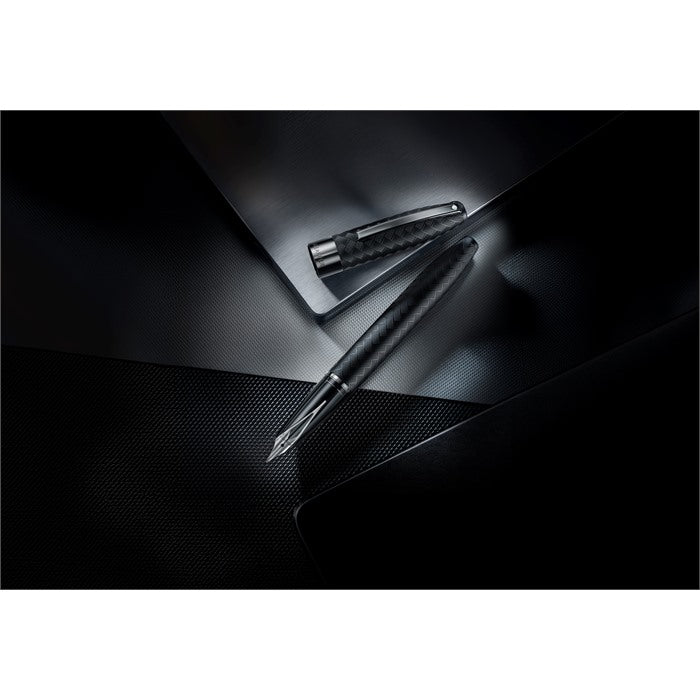 Sheaffer Legacy Chevron 9066 Matte Black Fountain Pen with PVD Gunmetal Inlaid Nib and Trims.