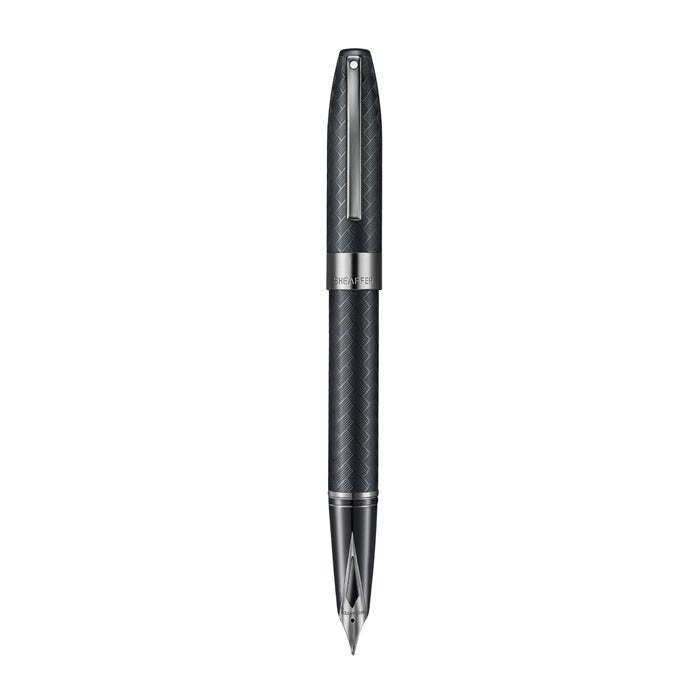 Sheaffer Legacy Chevron 9066 Matte Black Fountain Pen with PVD Gunmetal Inlaid Nib and Trims.