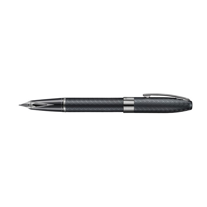 Sheaffer Legacy Chevron 9066 Matte Black Fountain Pen with PVD Gunmetal Inlaid Nib and Trims.