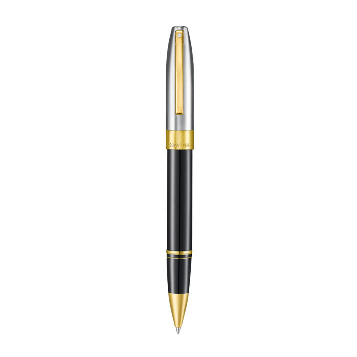 Sheaffer Legacy 9065 Glossy Black and Chrome Bi-color Rollerball Pen with 14K PVD Gold-Plated, Stainless Steel Trims.