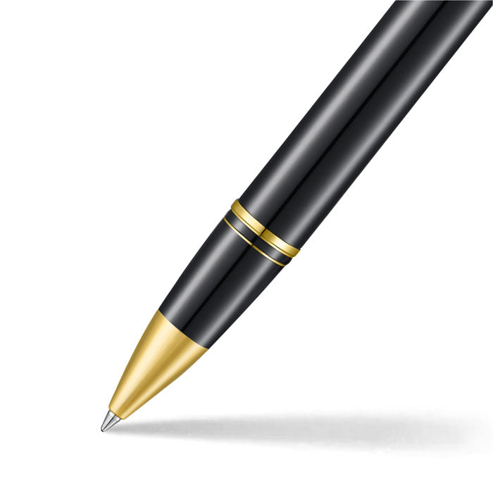 Sheaffer Legacy 9065 Glossy Black and Chrome Bi-color Rollerball Pen with 14K PVD Gold-Plated, Stainless Steel Trims.