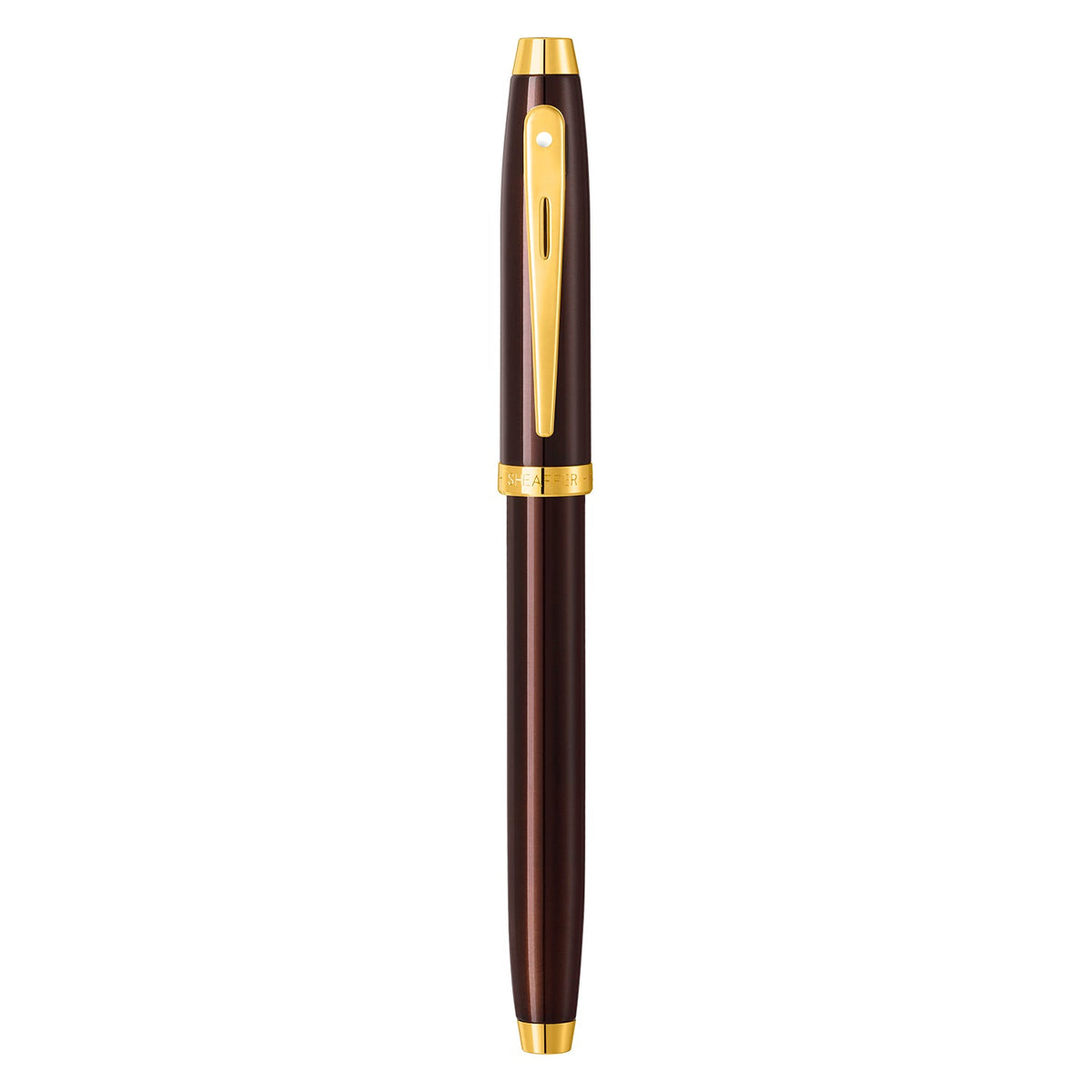 Sheaffer® 100 9370 Glossy Coffee Brown Rollerball Pen With PVD Gold-Tone Trim