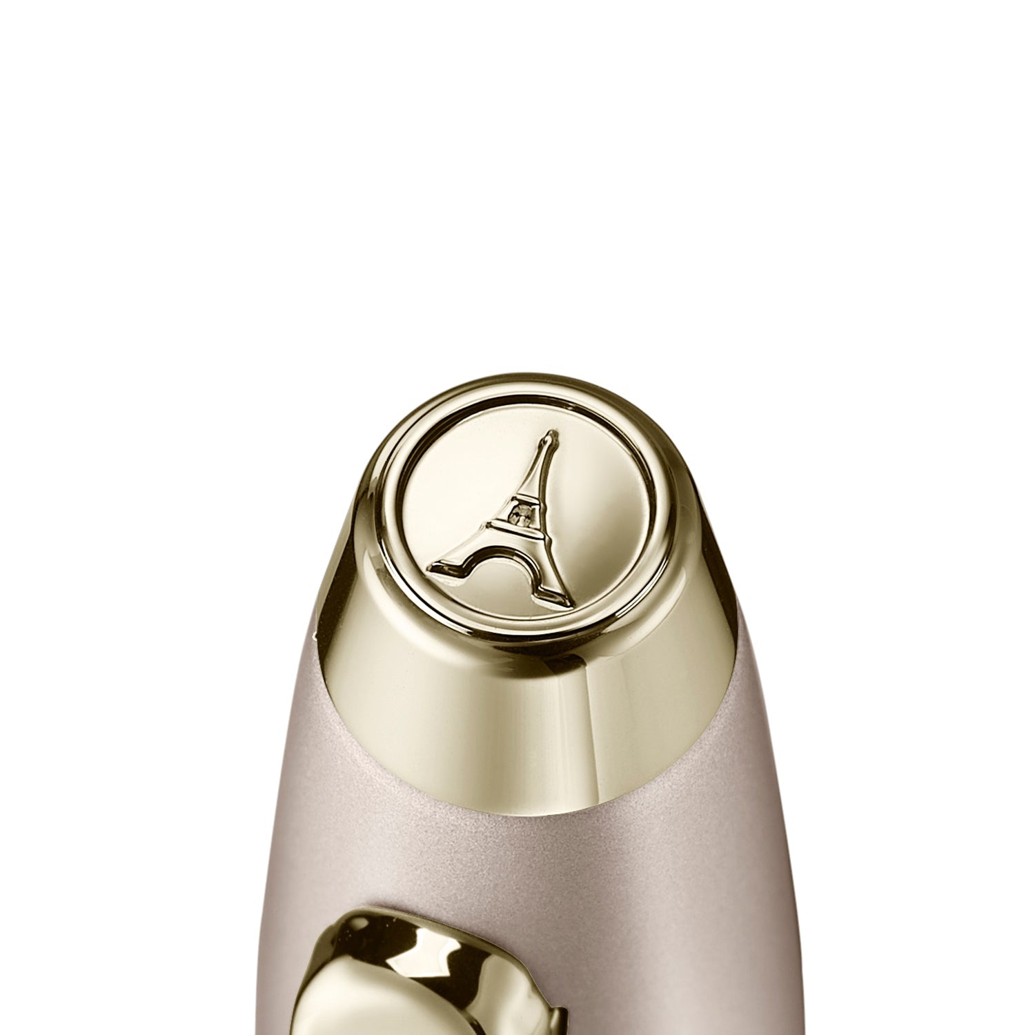 Sheaffer 100 Emily in Paris 9377 Champagne Gold Rollerball Pen with Champagne Gold Trims and Bow-Shaped Clip Emblem.