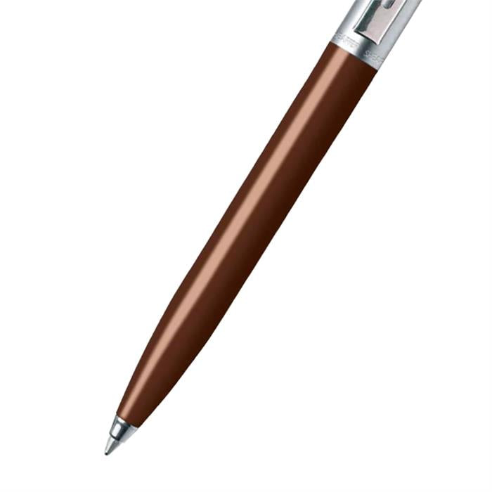 Sheaffer Sentinel 321 Ballpoint Pen Coffee Bean (Brown) Barrel, Brushed Chrome & Chrome Plated Trims.