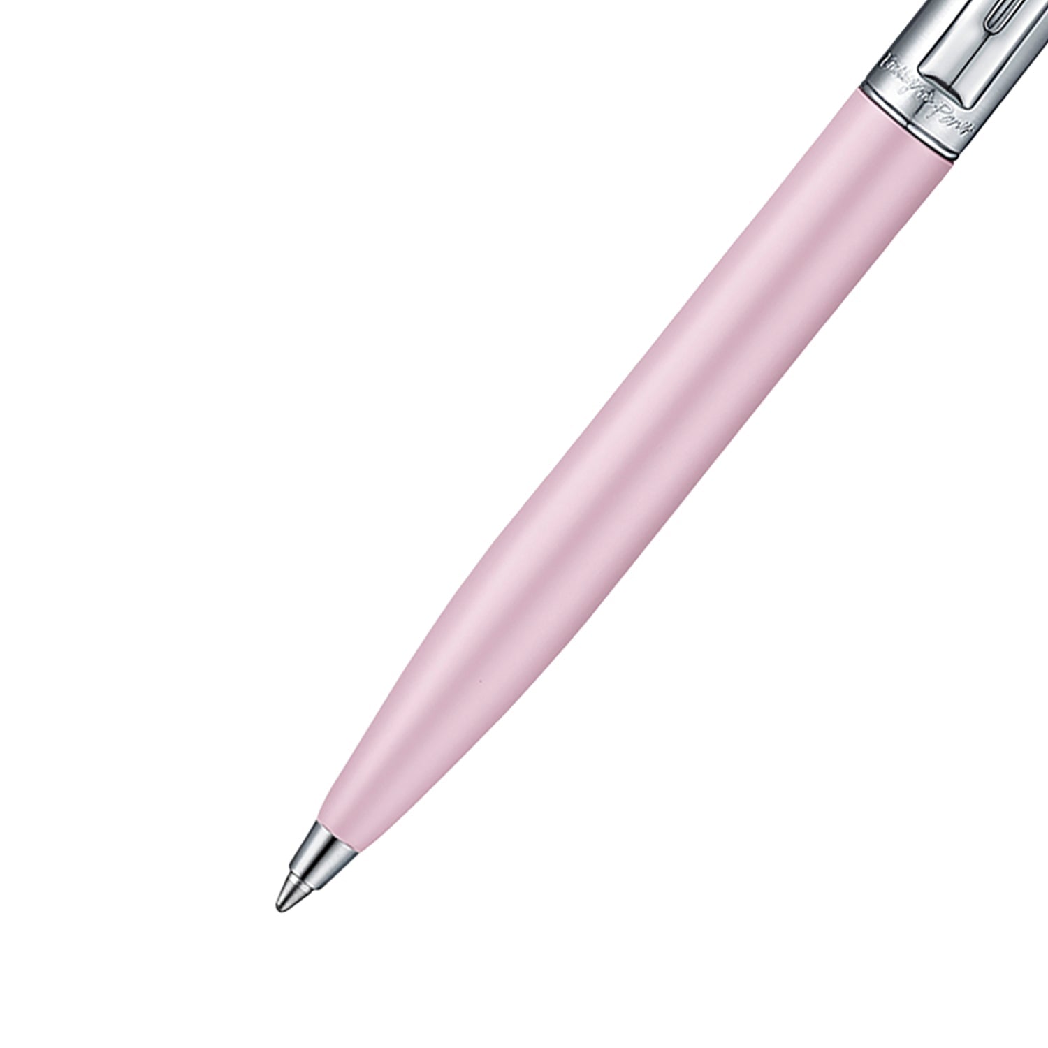 Sheaffer Sentinel Emily in Paris 321 Pink Matte Finish Ballpoint Pen with Chrome-Plated Trims and Bow-Shaped Clip Emblem.