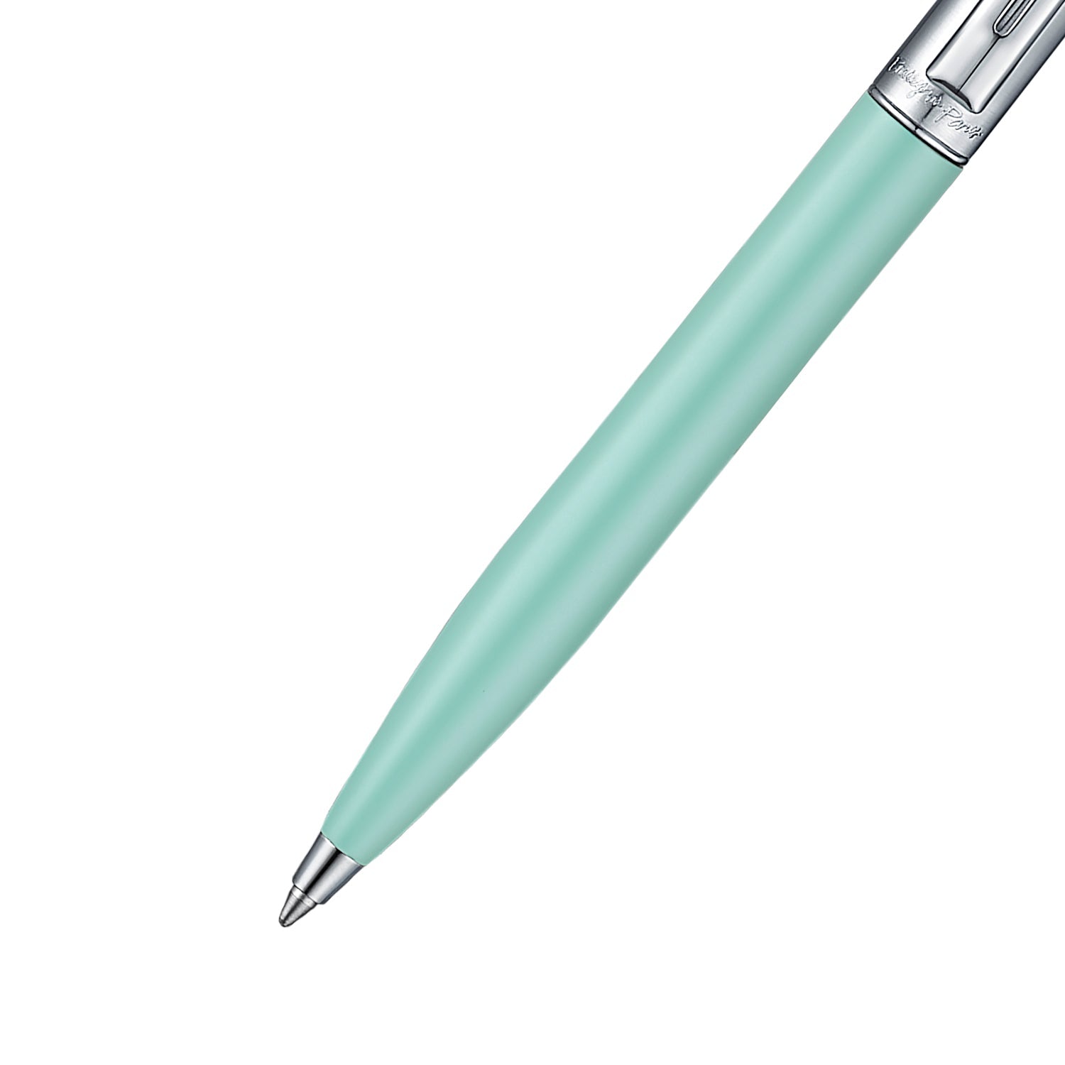 Sheaffer Sentinel Emily in Paris 321 Green Matte Finish Ballpoint Pen with Chrome-Plated Trims and Heart-Shaped Clip Emblem.