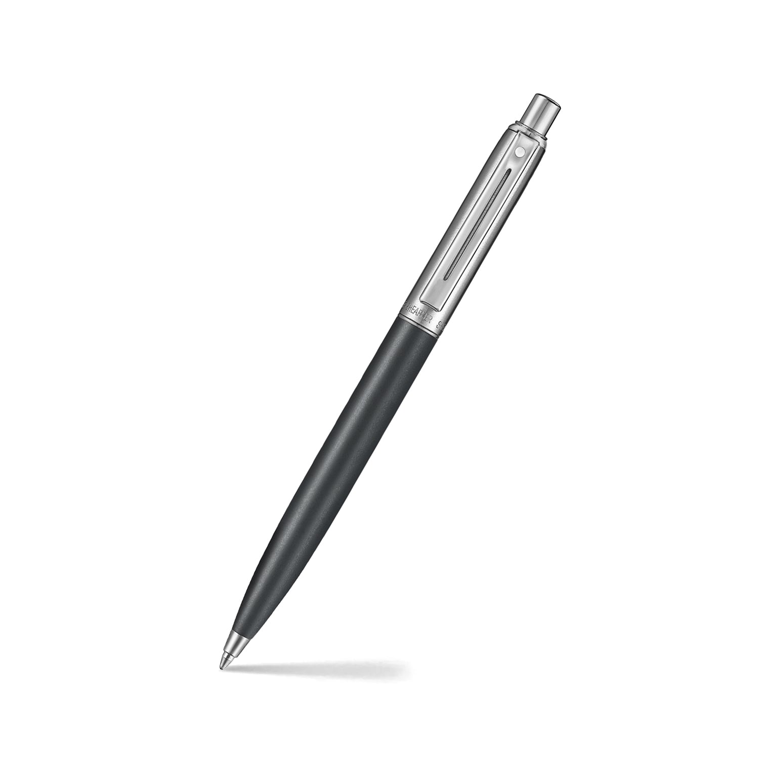 Sheaffer Sentinel Metal 331 Matte Black Barrel and Brished Chrome Cap Ballpoint Pen with Chrome Trims.