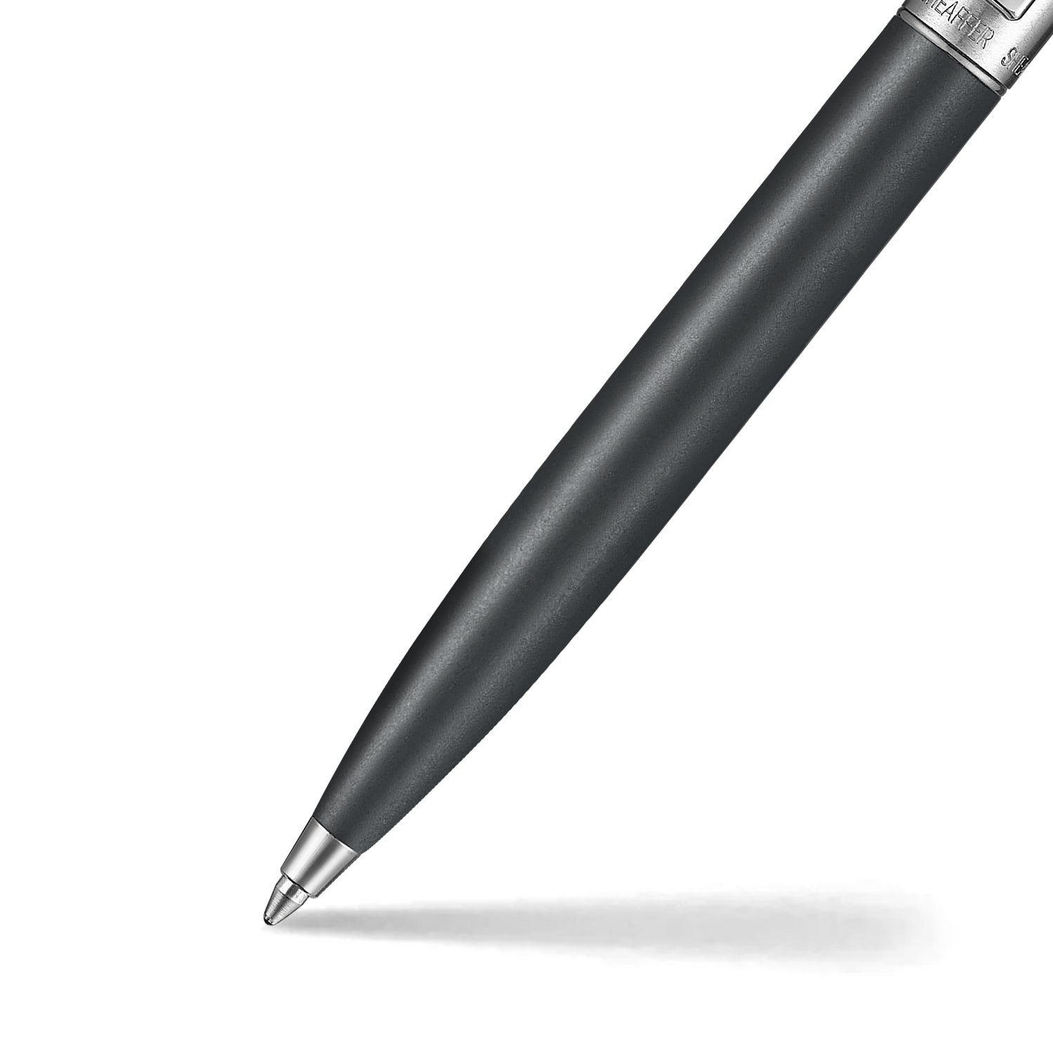 Sheaffer Sentinel Metal 331 Matte Black Barrel and Brished Chrome Cap Ballpoint Pen with Chrome Trims.