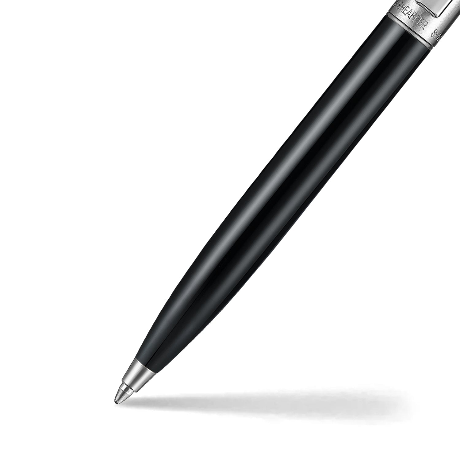 Sheaffer Sentinel Metal 332 Glossy Black Barrel and Brushed Chrome Ballpoint Pen with Chrome Trims.