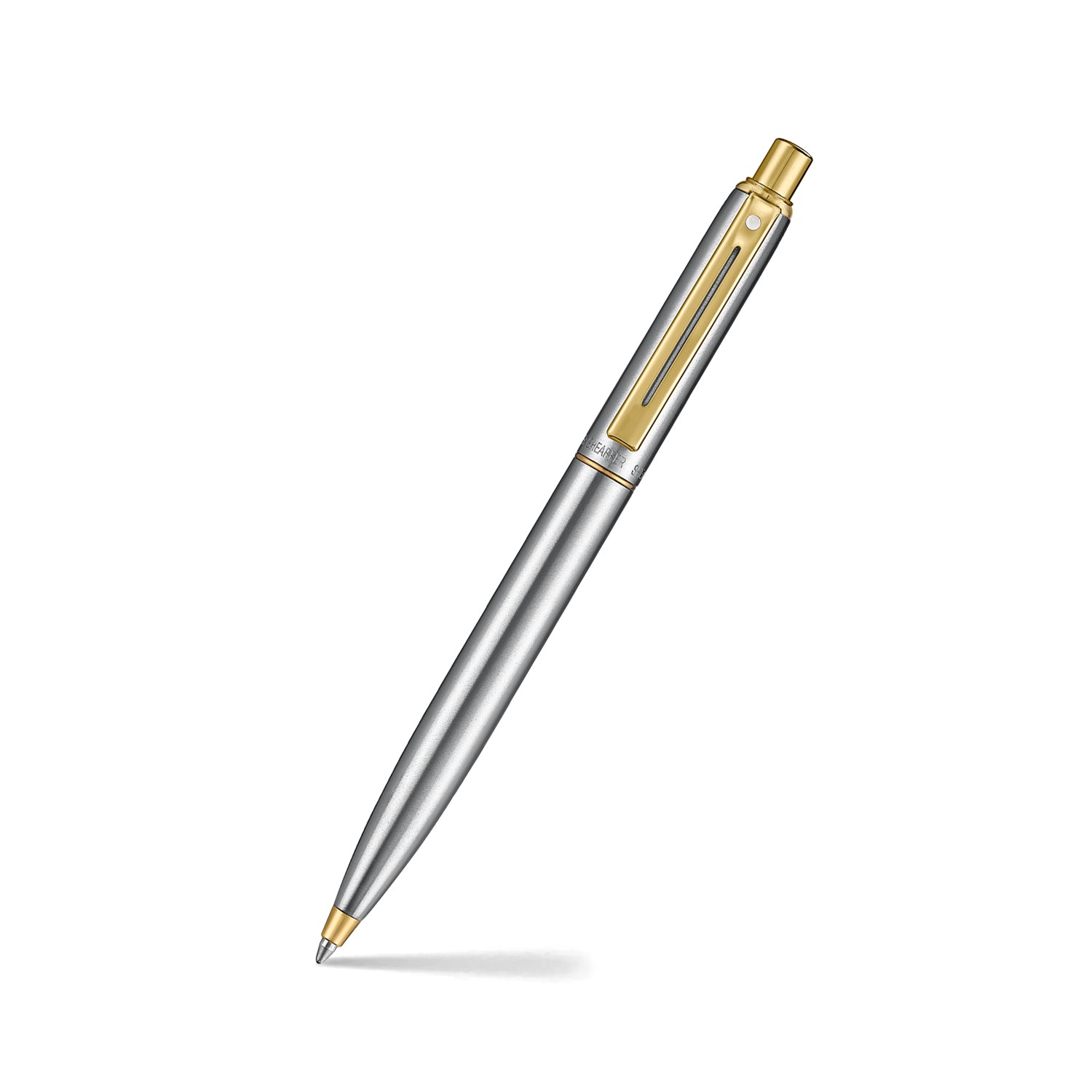 Sheaffer Sentinel Metal 333 Brushed Chrome Ballpoint Pen with Gold Trims.