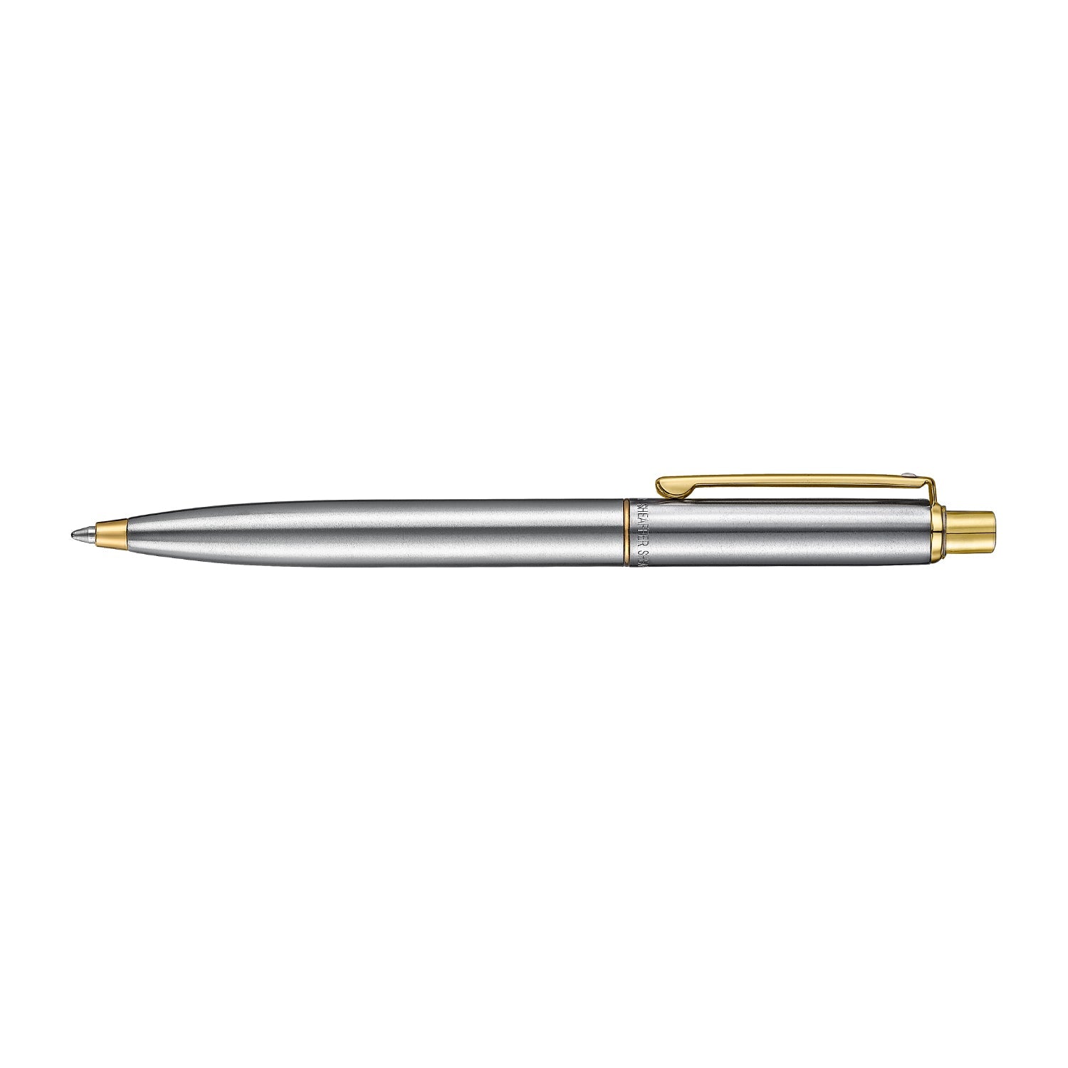 Sheaffer Sentinel Metal 333 Brushed Chrome Ballpoint Pen with Gold Trims.