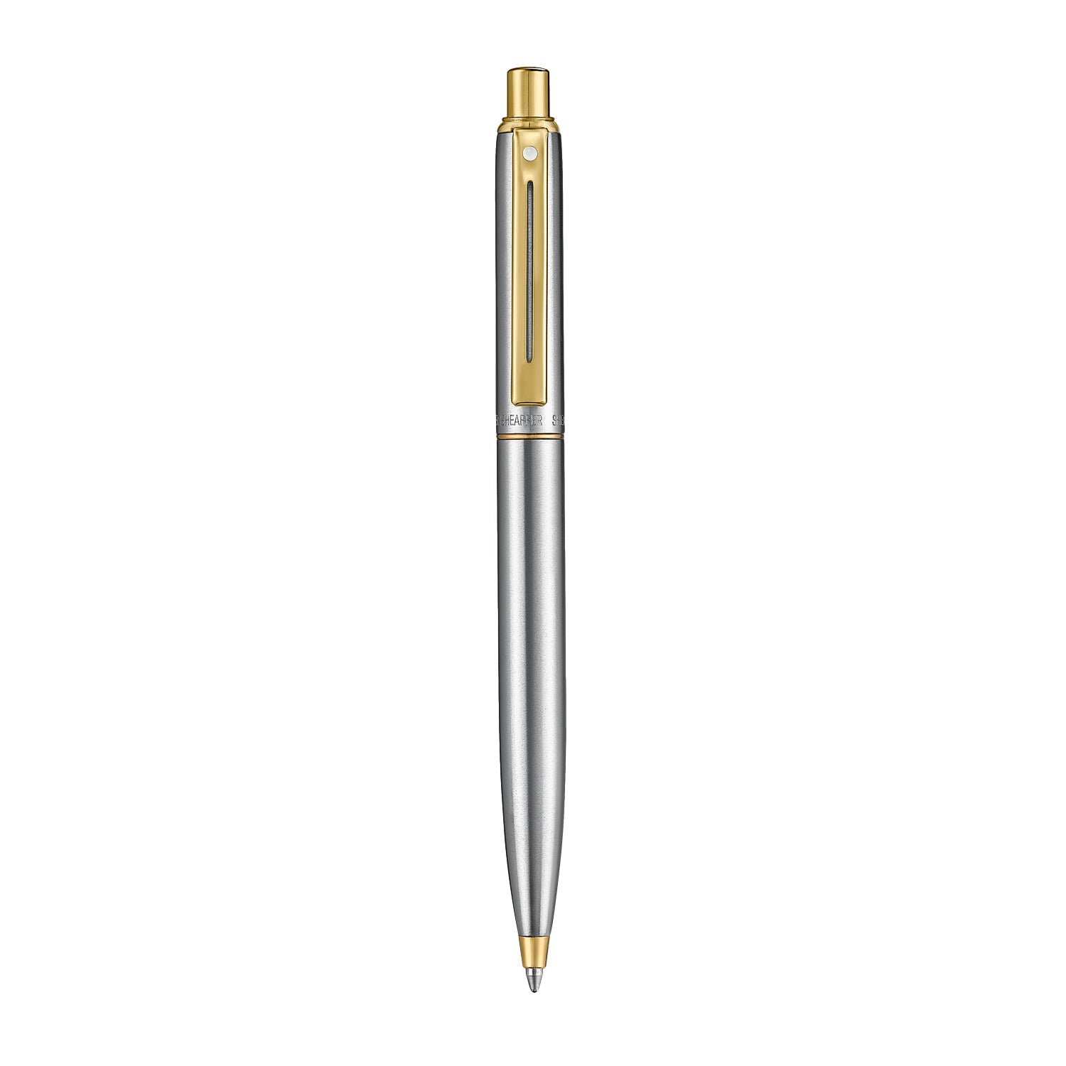 Sheaffer Sentinel Metal 333 Brushed Chrome Ballpoint Pen with Gold Trims.