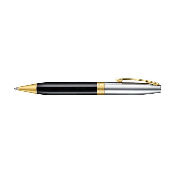 Sheaffer Legacy 9065 Glossy Black and Chrome Bi-color Ballpoint Pen with 14K PVD Gold-Plated, Stainless Steel Trims.