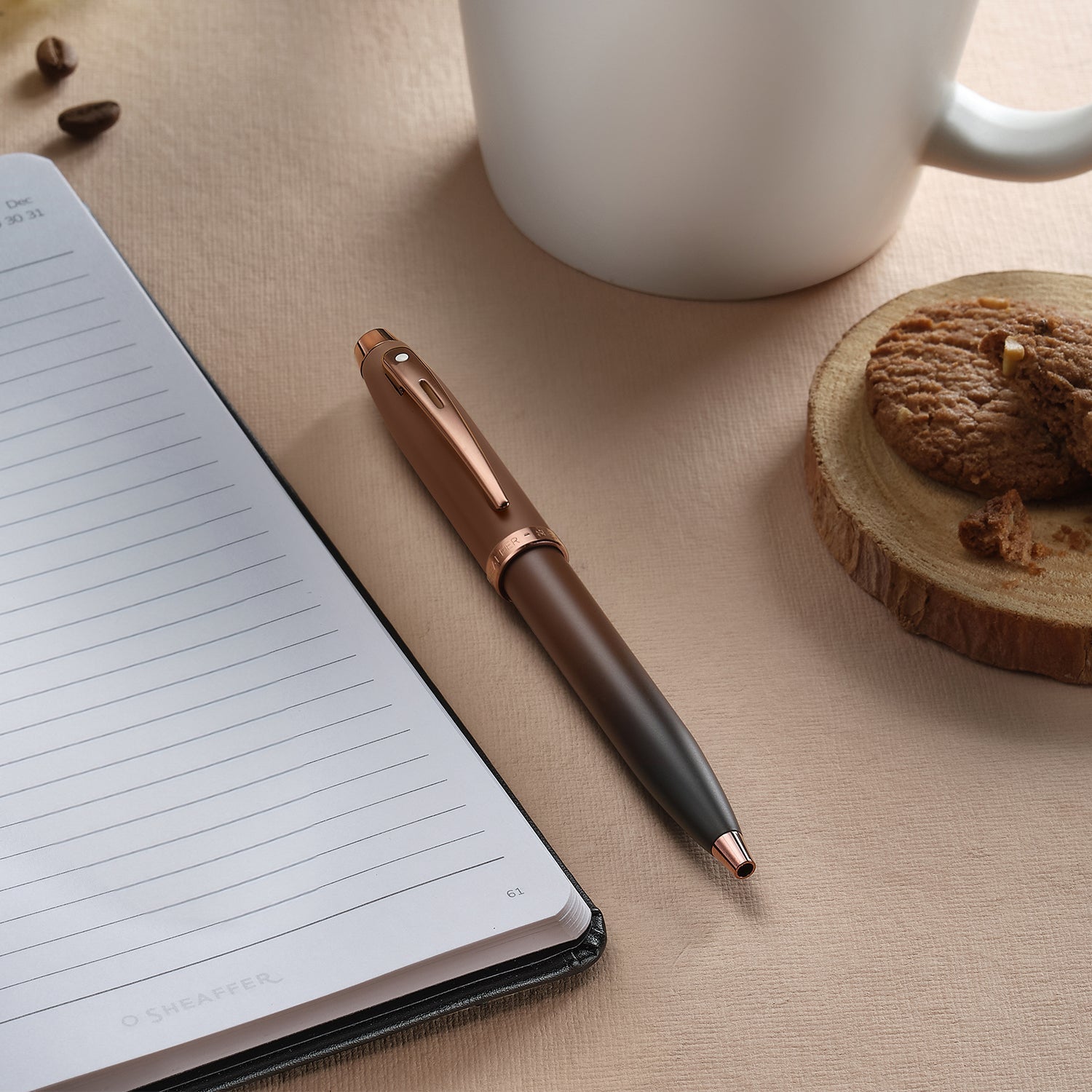 Sheaffer® 100 9374 Coffee Edition Matt Brown Ballpoint Pen with Regal Brown PVD Trims.
