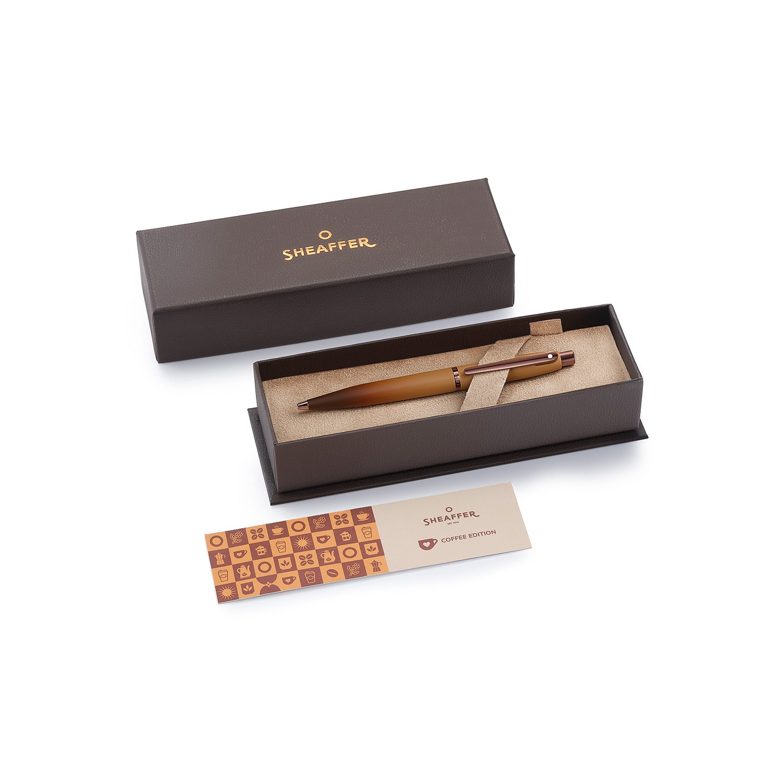 Sheaffer® VFM 9428 Coffee Edition Matt Brown Ballpoint Pen with Regal Brown PVD Trims.