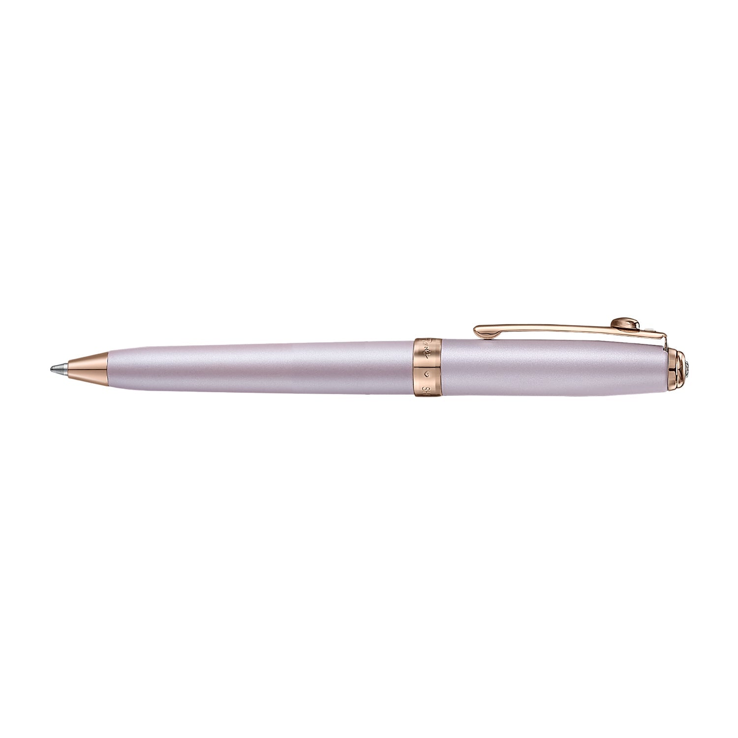 Sheaffer Emily in Paris Prelude Mini 9810 Pastel Pink Ballpoint Pen and PVD Rose Gold Trims with Heart Emblem and Swarovski Crystal.