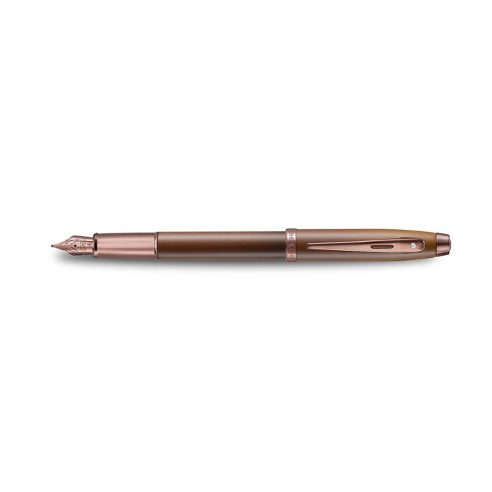 Sheaffer Gift Set ft. Coffee Edition 100 9374 Fountain Pen with Regal Brown PVD Trims and Coffee Edition Pen Pouch.