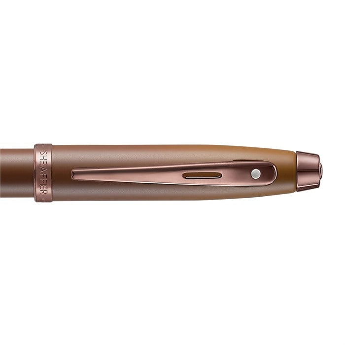Sheaffer Gift Set ft. Coffee Edition 100 9374 Fountain Pen with Regal Brown PVD Trims and Coffee Edition Pen Pouch.