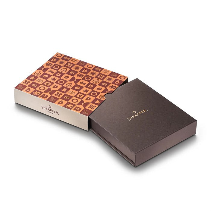 Sheaffer Gift Set ft. Coffee Edition 100 9374 Rollerball Pen with Regal Brown PVD Trims and Coffee Edition Pen Pouch.