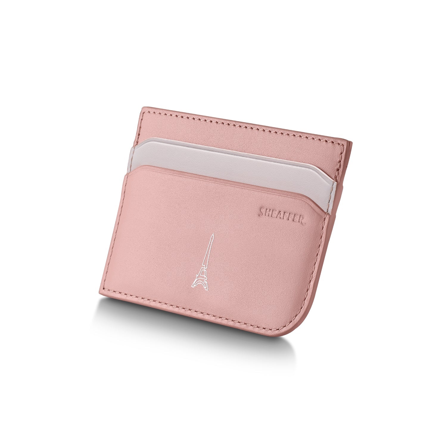 Sheaffer Gift Set ft. Emily in Paris Sentinel 321 Pink Matte Finish Ballpoint Pen with Chrome Trims and Full-Grain Leather Credit Card Holder.