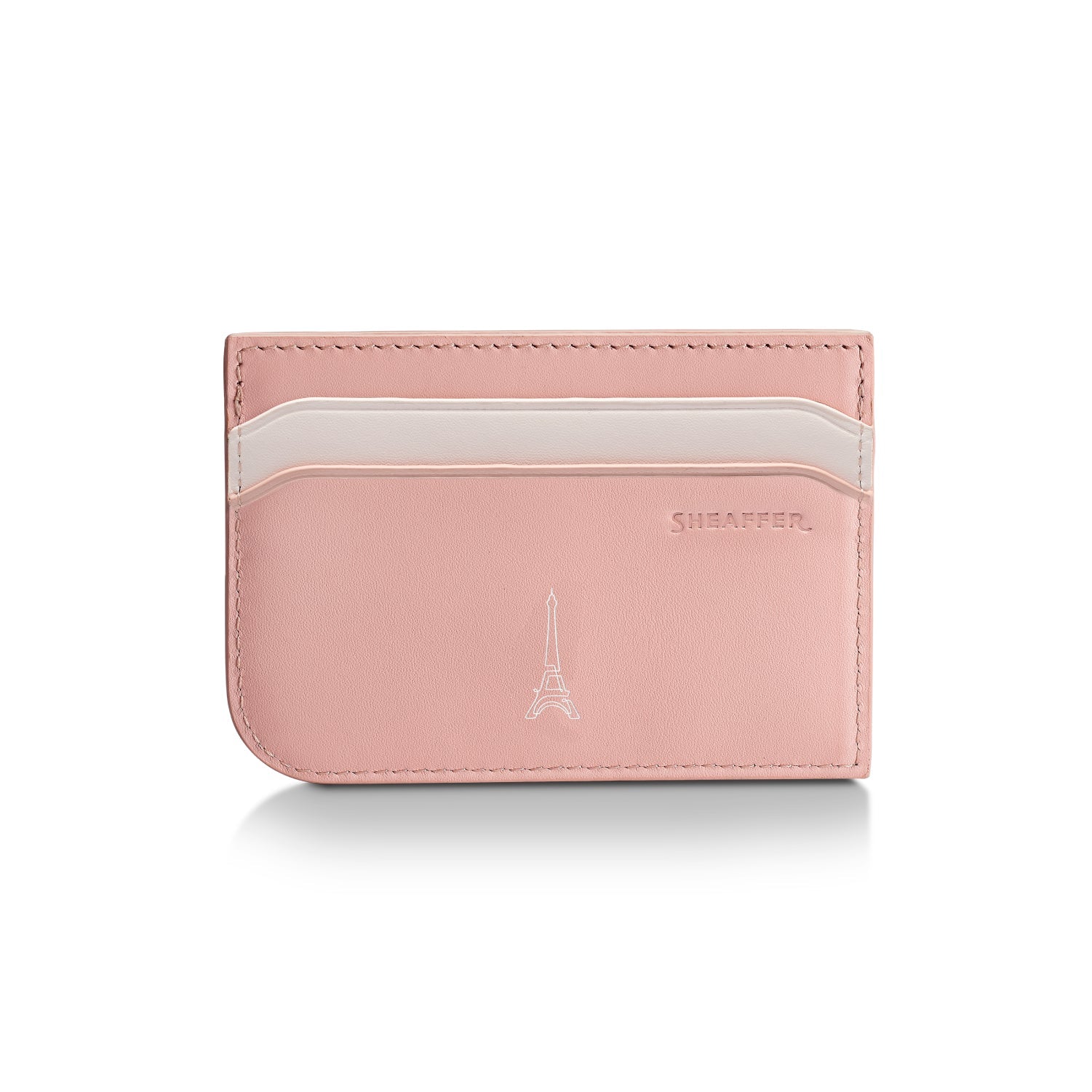 Sheaffer Gift Set ft. Emily in Paris Sentinel 321 Pink Matte Finish Ballpoint Pen with Chrome Trims and Full-Grain Leather Credit Card Holder.