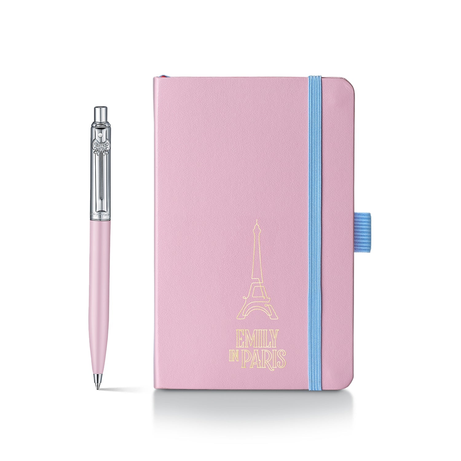 Sheaffer Gift Set ft. Emily in Paris Sentinel 321 Pink Matte Finish Ballpoint Pen with Chrome Trims and Small Hardbound Notebook.