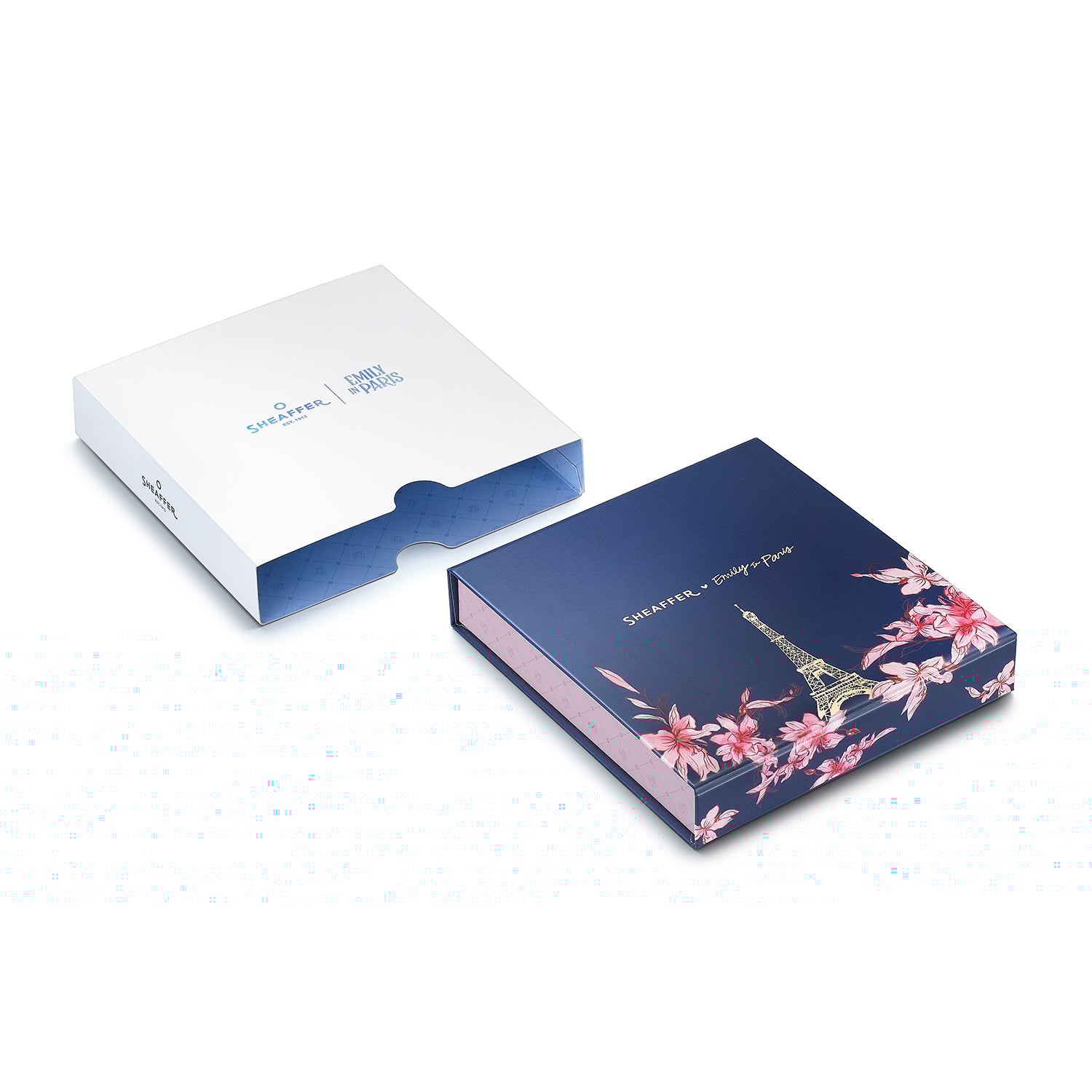 Sheaffer Gift Set ft. 100 Emily in Paris 9377 Champagne Gold Ballpoint Pen with Champagne Gold Trims and Full-Grain Credit Card Holder.