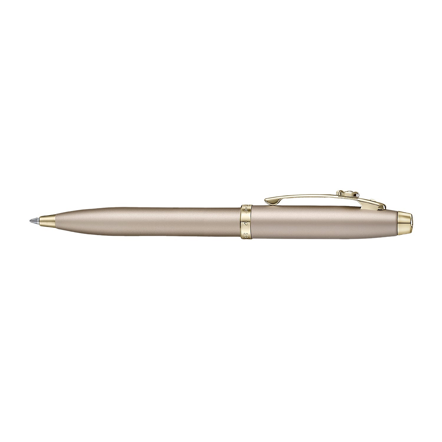 Sheaffer Gift Set ft. 100 Emily in Paris 9377 Champagne Gold Ballpoint Pen with Champagne Gold Trims and Full-Grain Credit Card Holder.