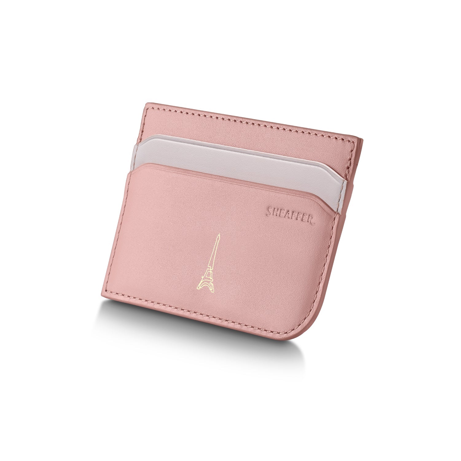 Sheaffer Gift Set ft - Emily in Paris Prelude Mini 9810 Pastel Pink Ballpoint Pen with Swarovski Crystal and Full-Grain Leather Credit Card Holder.