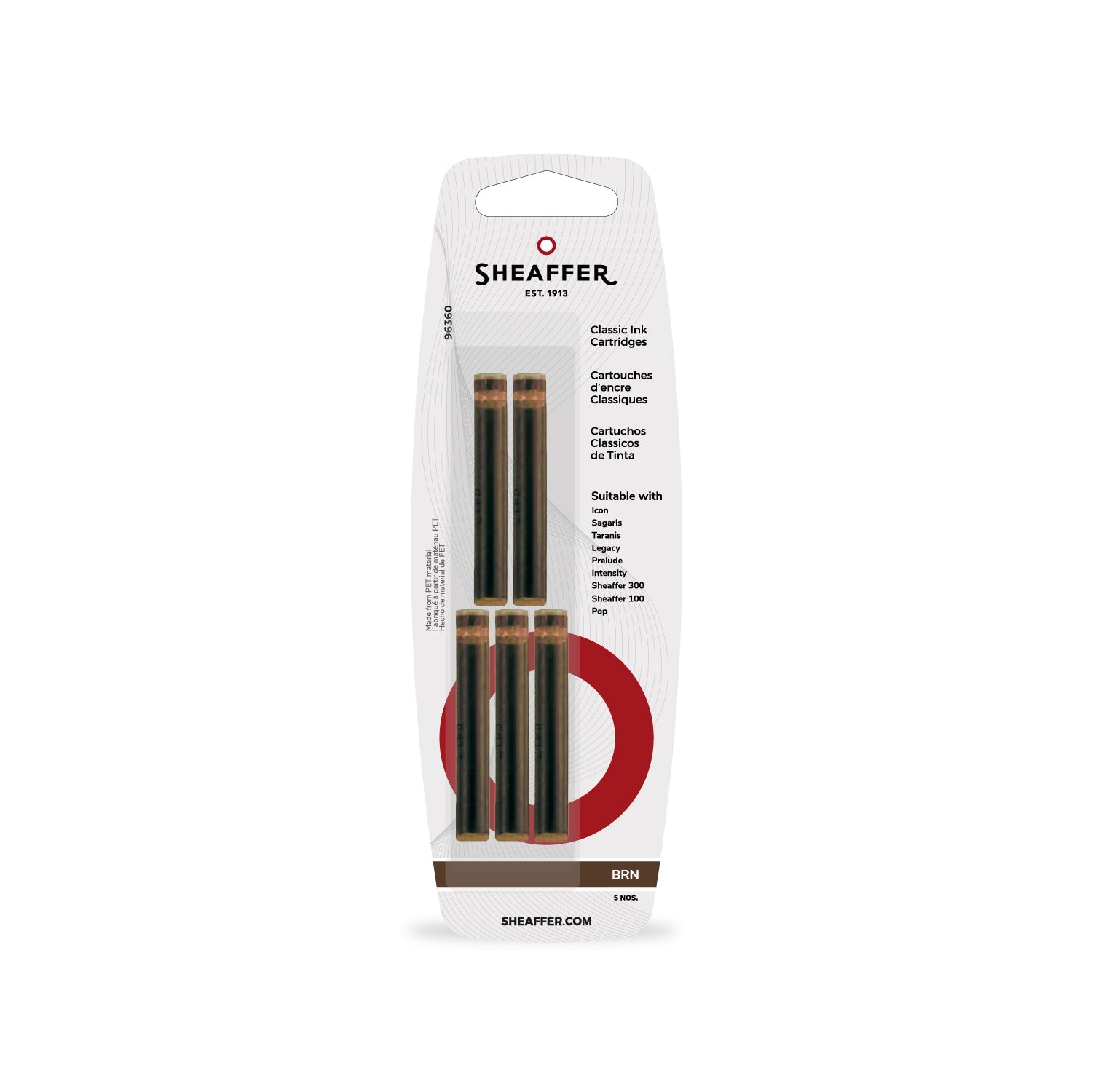 Sheaffer Classic Ink Cartridge (Pack of 5) Brown.