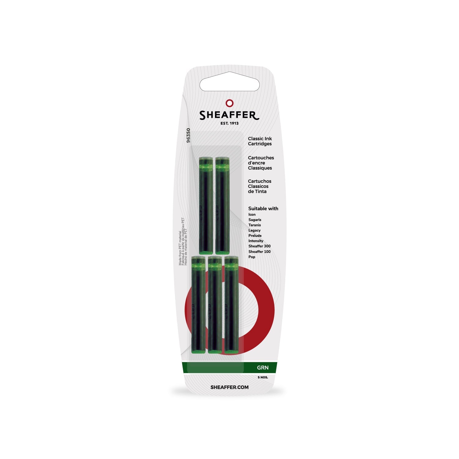 Sheaffer Classic Ink Cartridge (Pack of 5) Green.