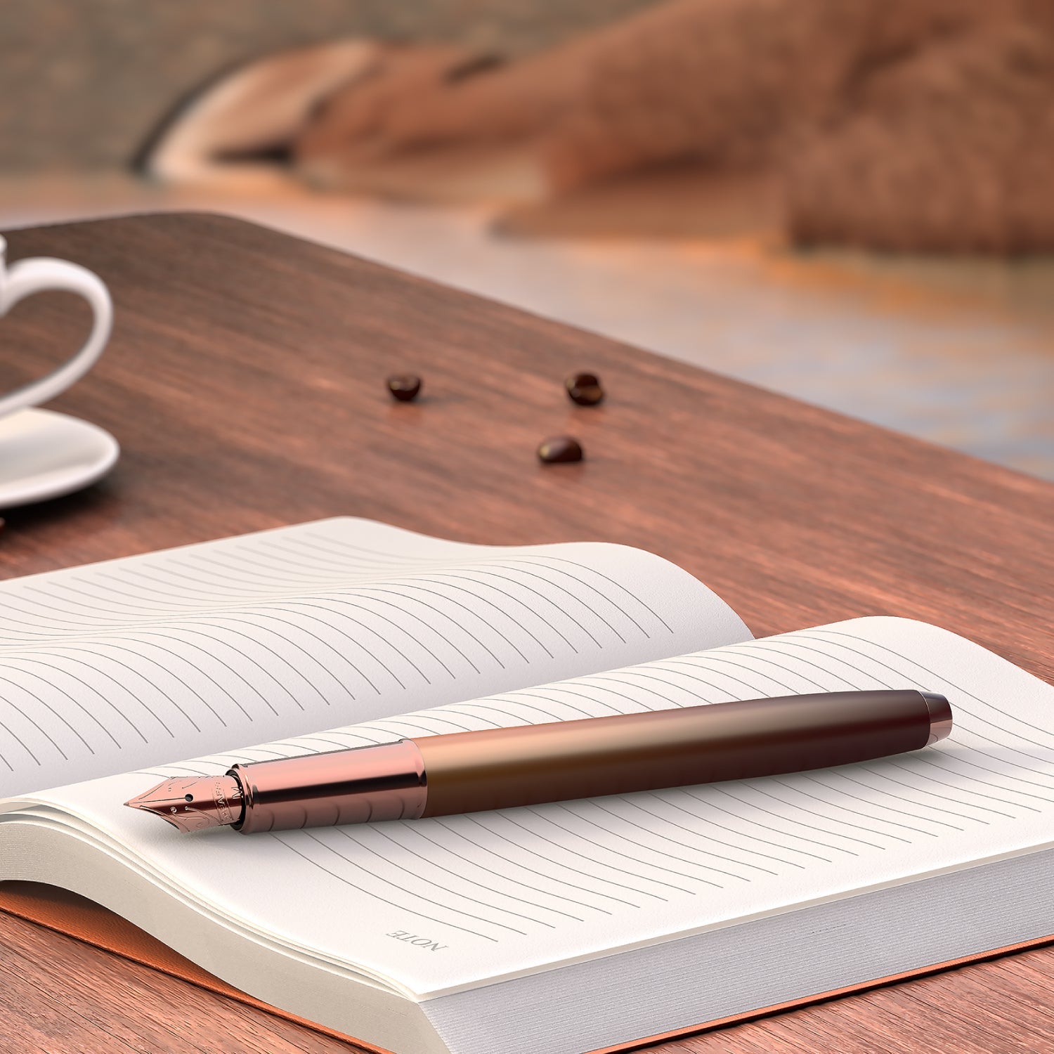Sheaffer® 100 9374 Coffee Edition Matt Brown Fountain Pen with Regal Brown PVD Trims.