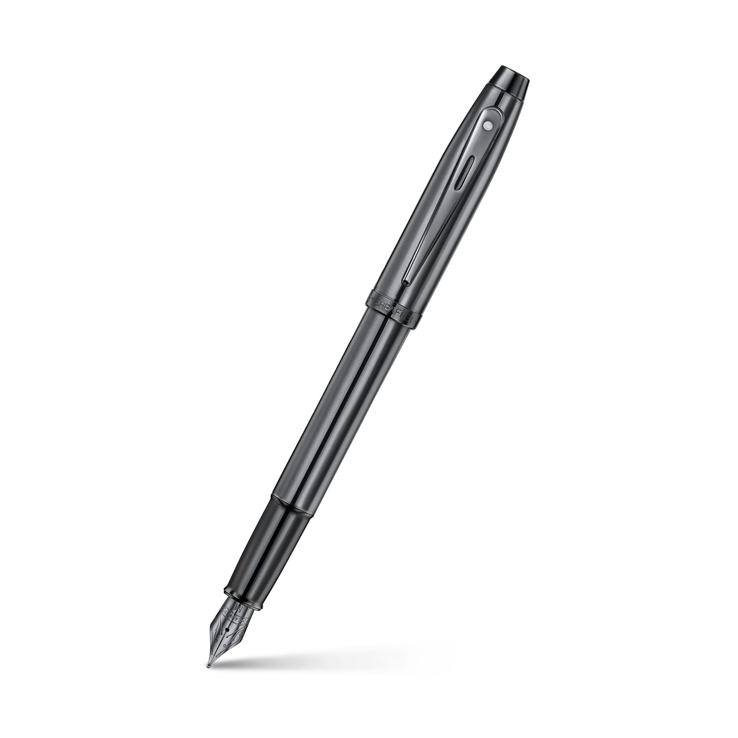 Sheaffer 100 9375 Ionic Gunmetal Grey Fountain Pen with Shiny PVD Trims.