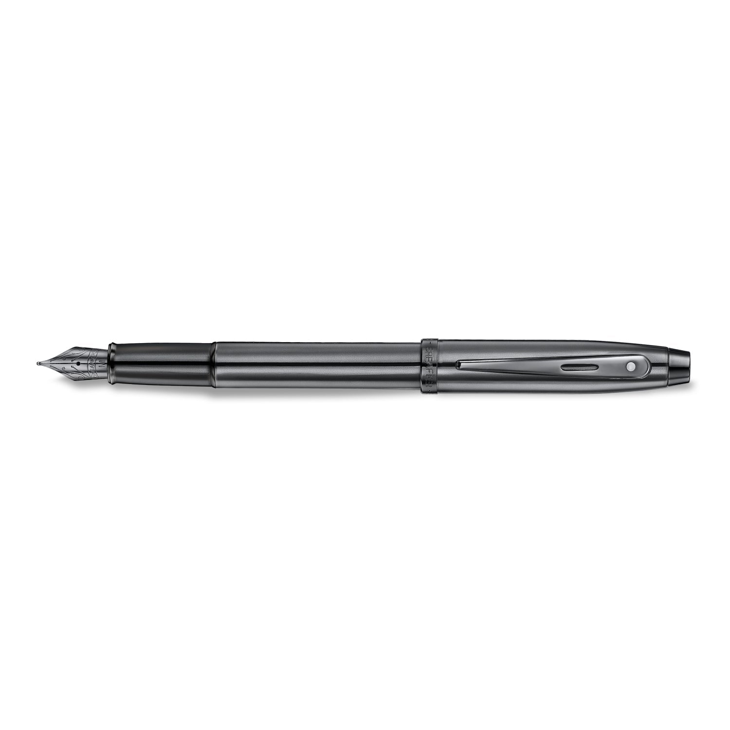Sheaffer 100 9375 Ionic Gunmetal Grey Fountain Pen with Shiny PVD Trims.