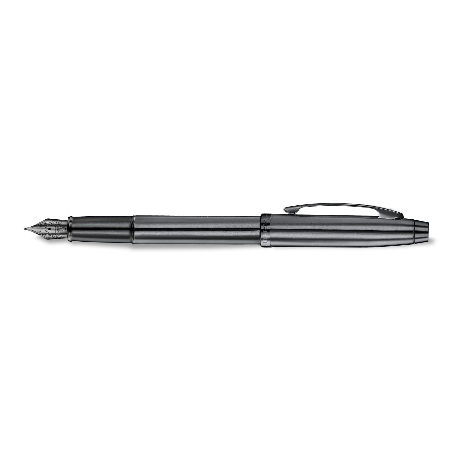 Sheaffer 100 9375 Ionic Gunmetal Grey Fountain Pen with Shiny PVD Trims.