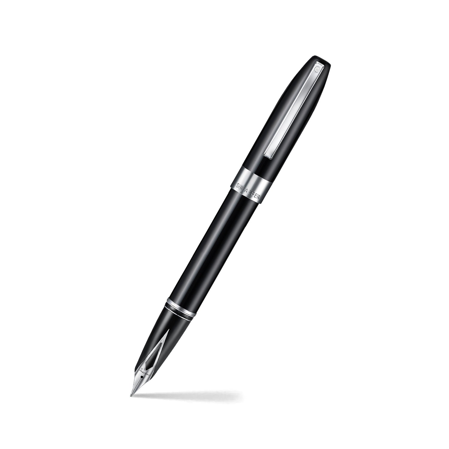 Sheaffer Legacy 9064 Glossy Black Inlaid Nib Fountain Pen with Chrome-Plated Trims.