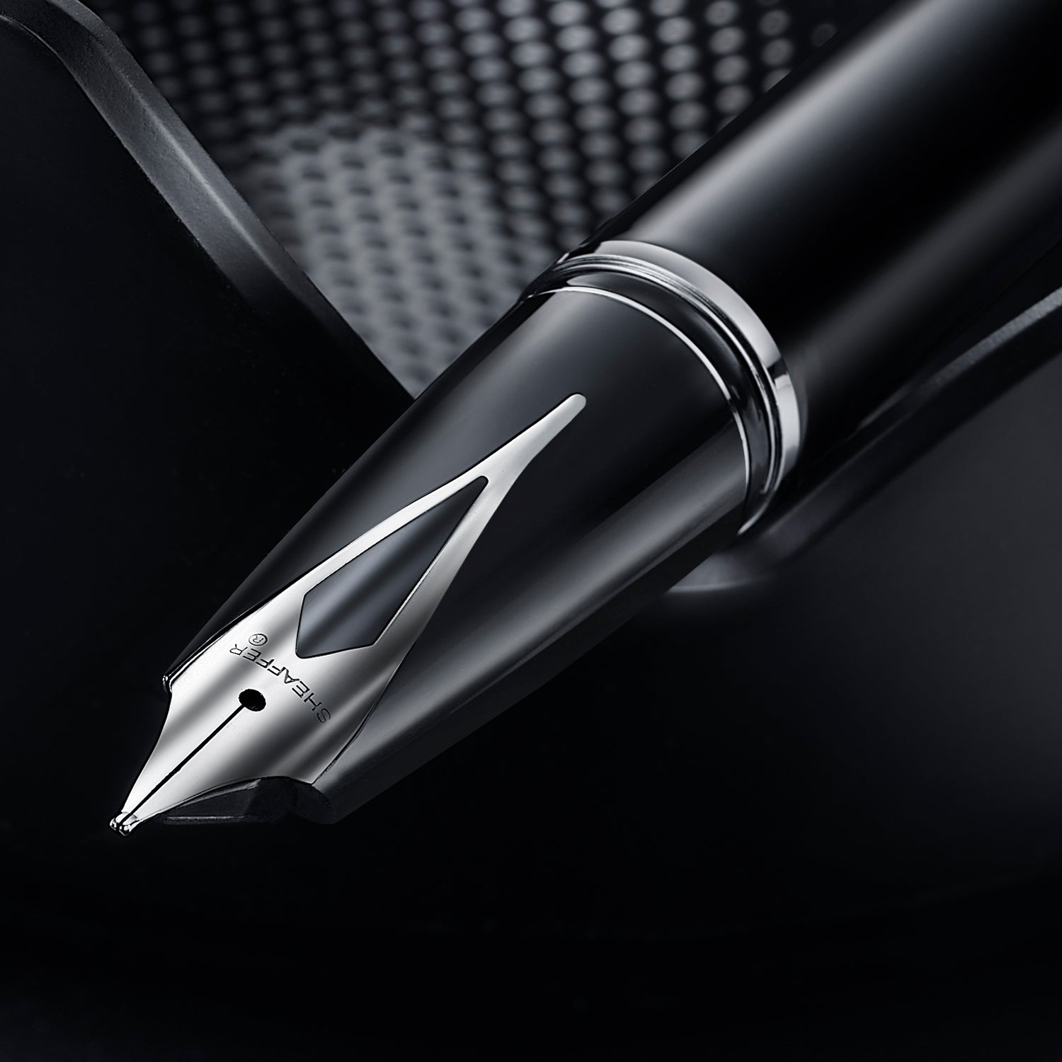 Sheaffer Legacy 9064 Glossy Black Inlaid Nib Fountain Pen with Chrome-Plated Trims.