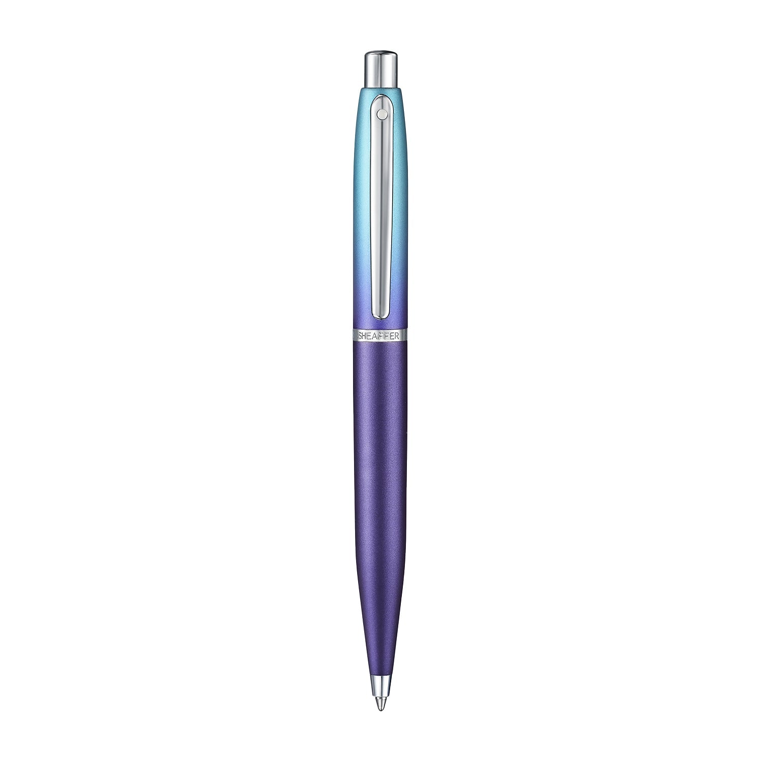 Sheaffer VFM 9430 Expressions Blue and Purple Pearlised Gradient Ballpoint Pen with Chrome-Plated Trims.