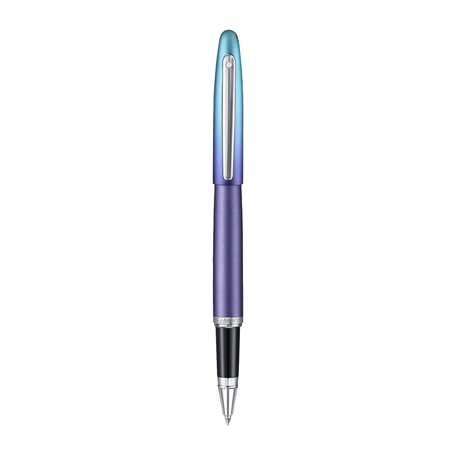 Sheaffer VFM 9430 Expressions Blue and Purple Pearlised Gradient Rollerball Pen with Chrome-Plated Trims.