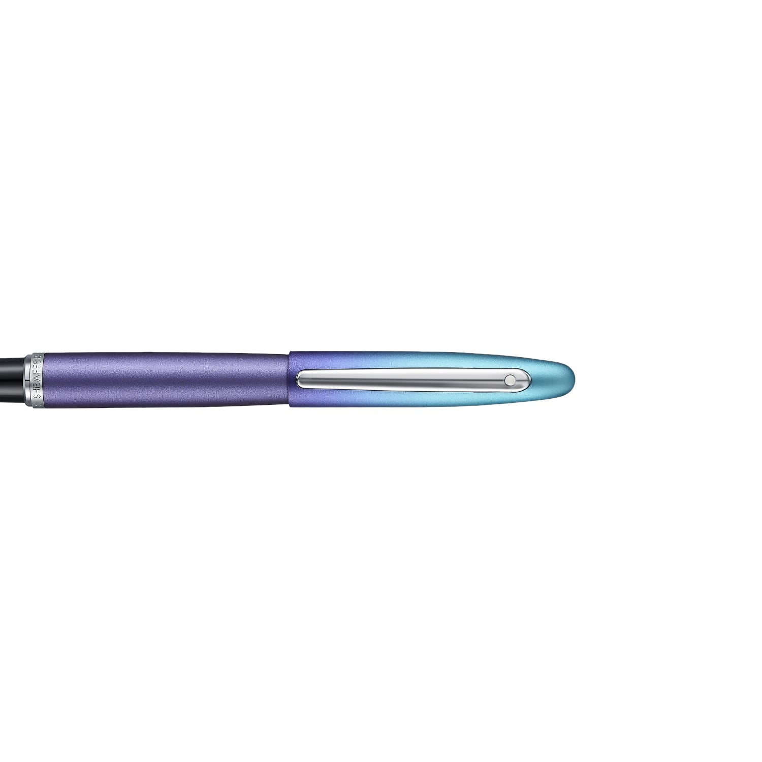 Sheaffer VFM 9430 Expressions Blue and Purple Pearlised Gradient Rollerball Pen with Chrome-Plated Trims.