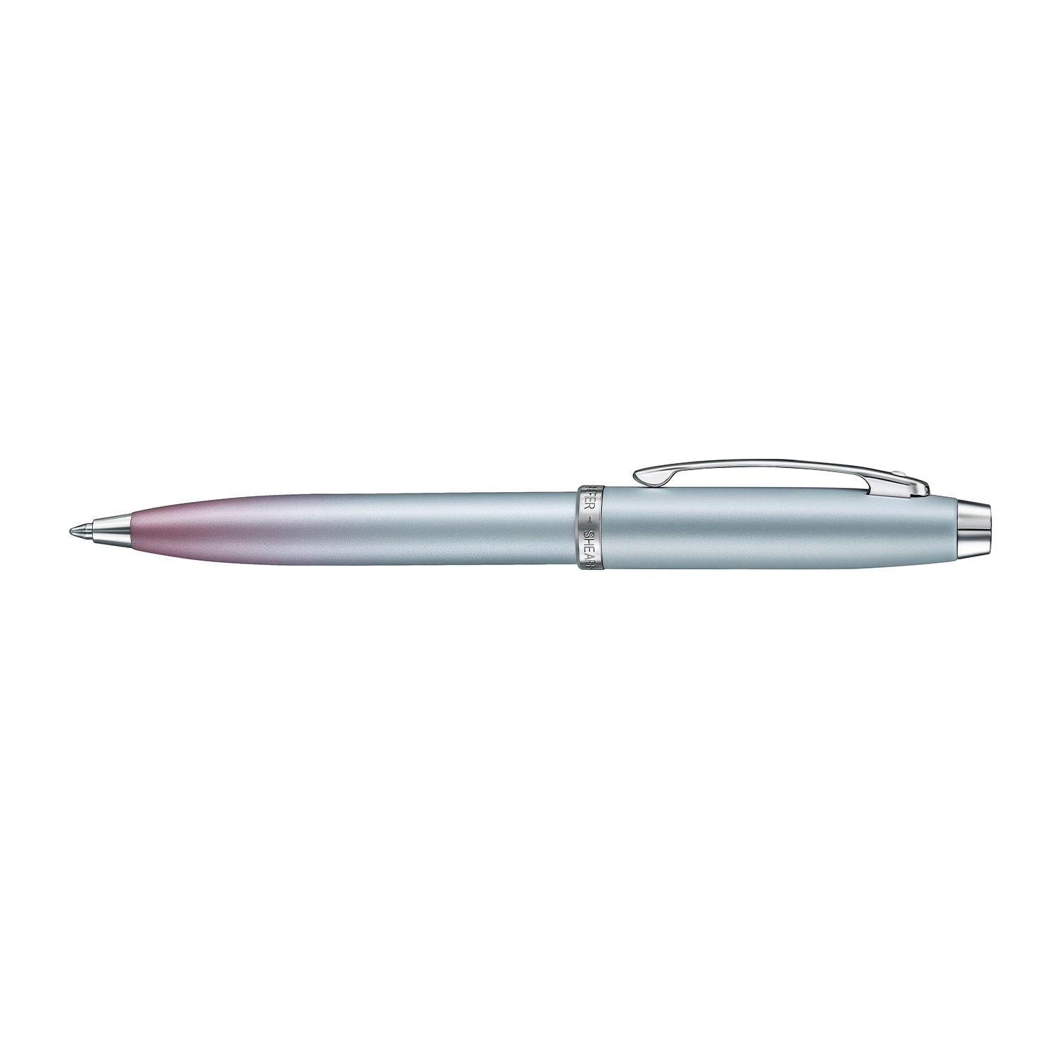 Sheaffer 100 9376 Expressions Blue and Pink Pearlised Gradient Ballpoint Pen with Chrome-plated Trims.