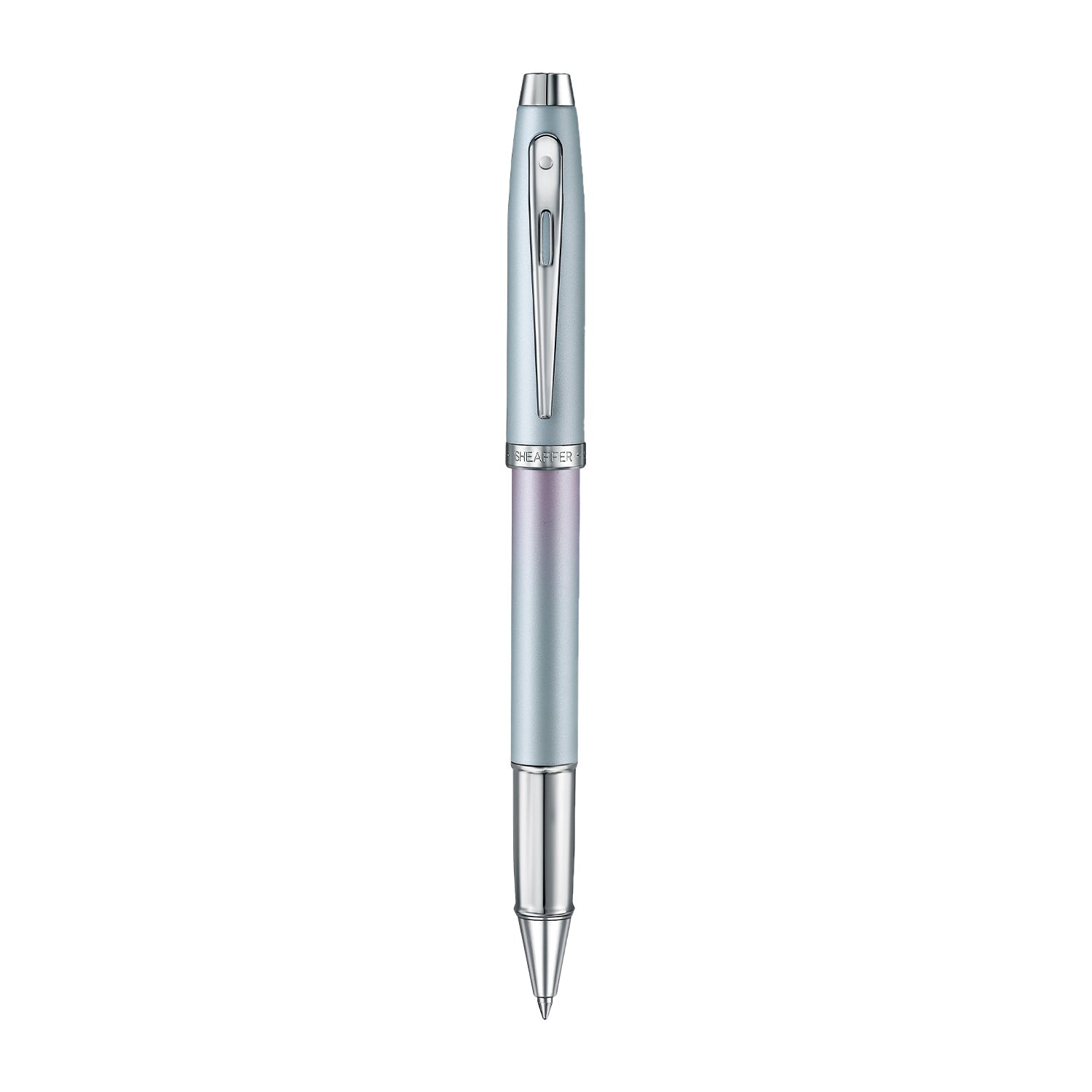 Sheaffer 100 9376 Expressions Blue and Pink Pearlised Gradient Rollerball Pen with Chrome-plated Trims.
