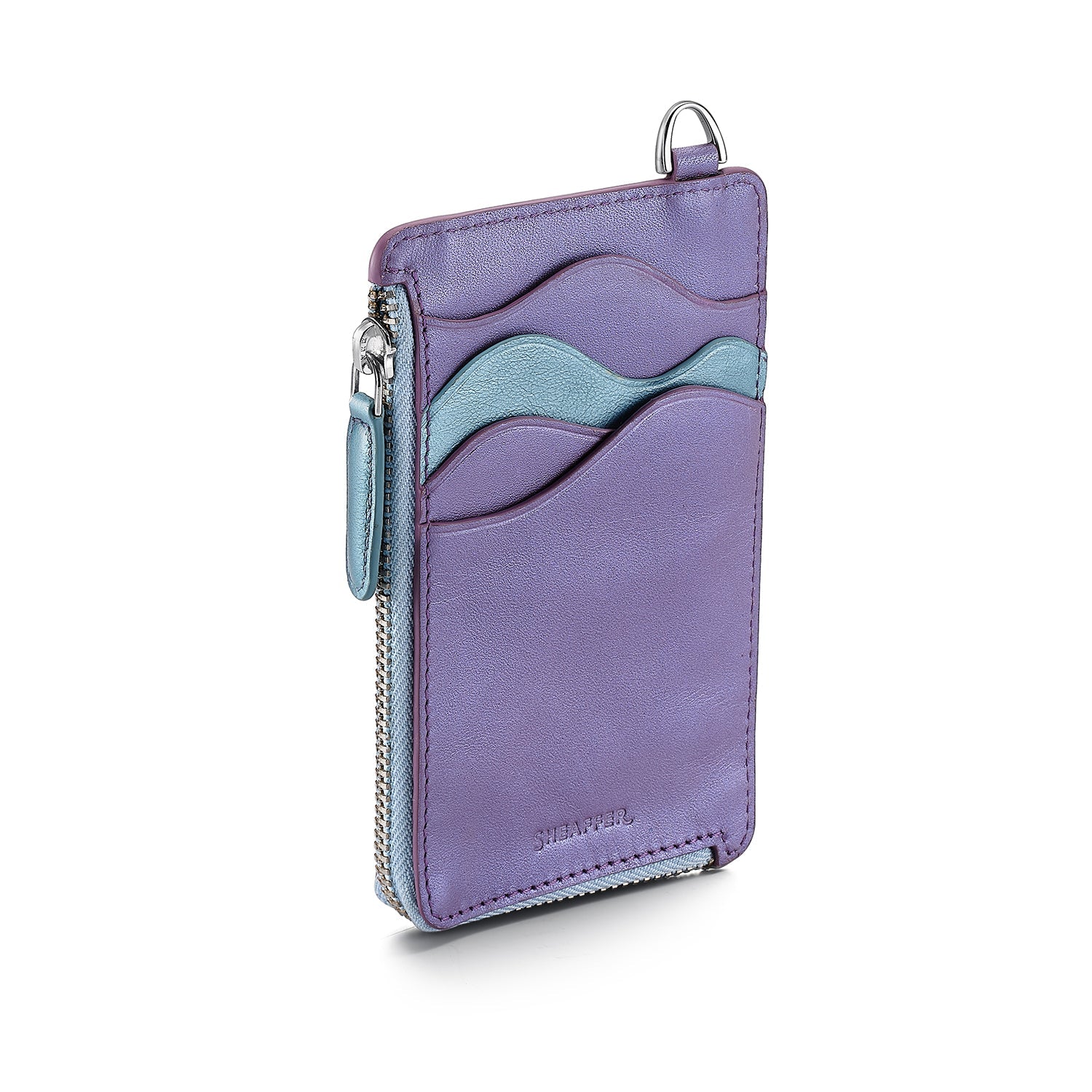 Sheaffer Gift Set ft. Expressions VFM 9430 Blue and Purple Pearlised Gradient Ballpoint Pen with Genuine Leather Card Case.