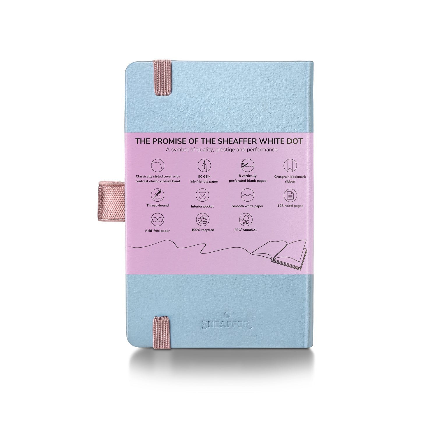 Sheaffer Gift Set ft. Expressions 100 9376 Blue and Pink Pearlised Gradient Ballpoint Pen with Chrome-plated Trims and Small Notebook.